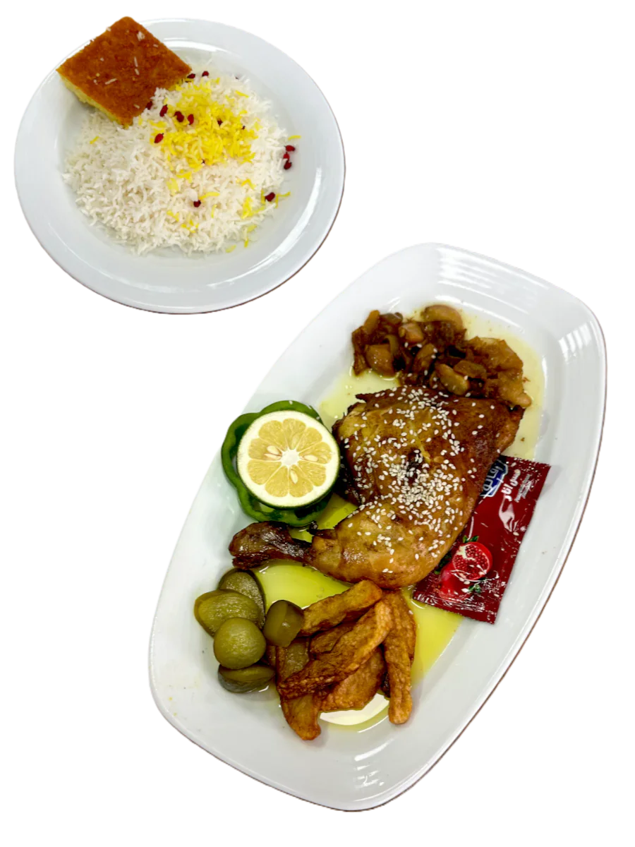 زرشک پلو با مرغ سرخ شده